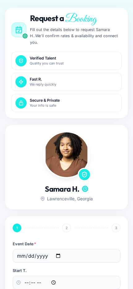 Personal Booking Page