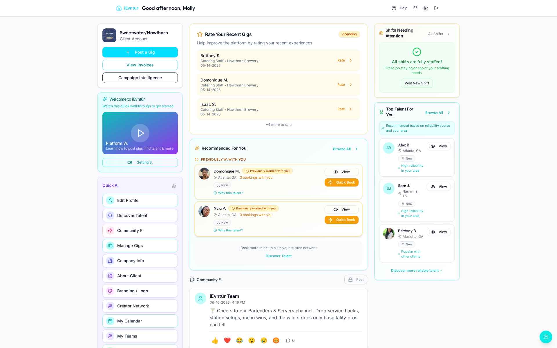 iEvntür — Client Dashboard